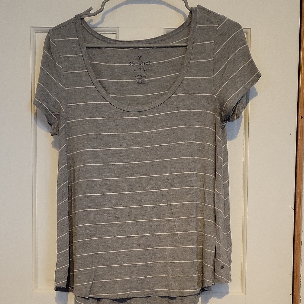 Gray Striped Women's Top